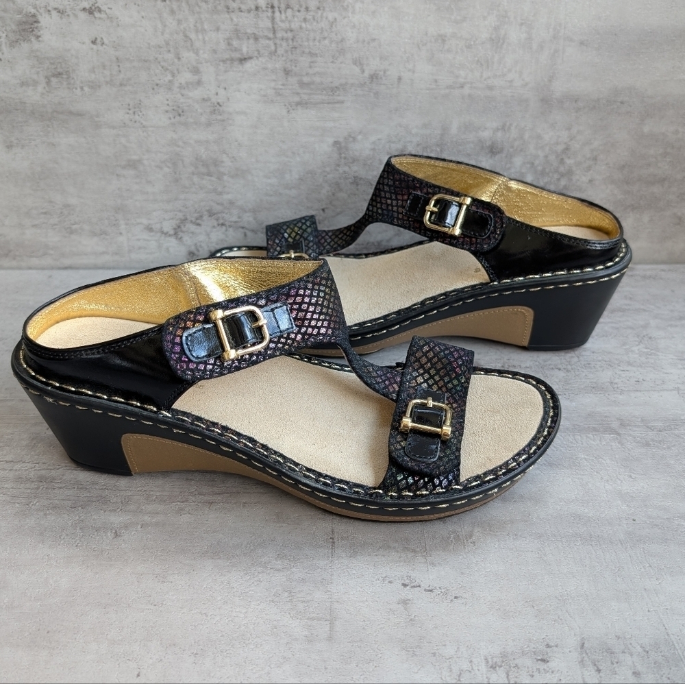 Alegria by PG Lite LAR 582 Women's Black Multicolor Snakeskin Strappy Sandal 36
